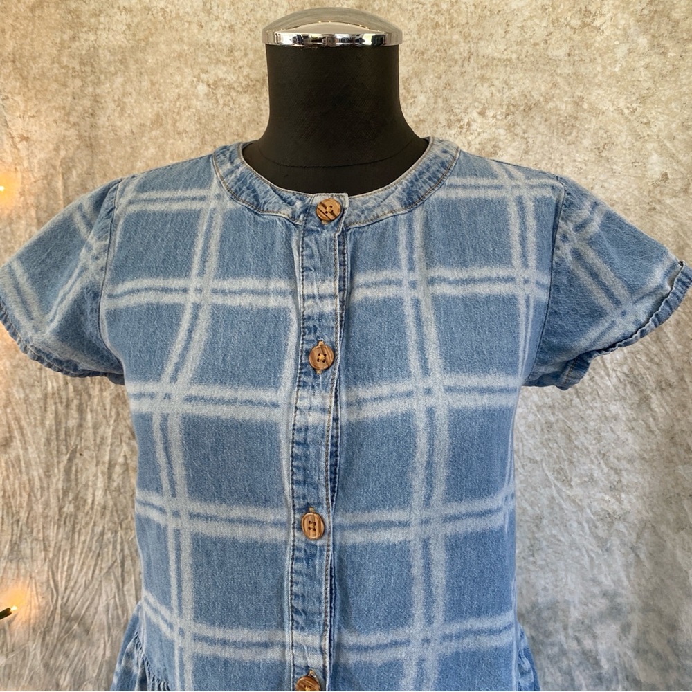 🪩Wonder Nation Blue and white Denim dress size girls L 10/12 - Picture 2 of 7